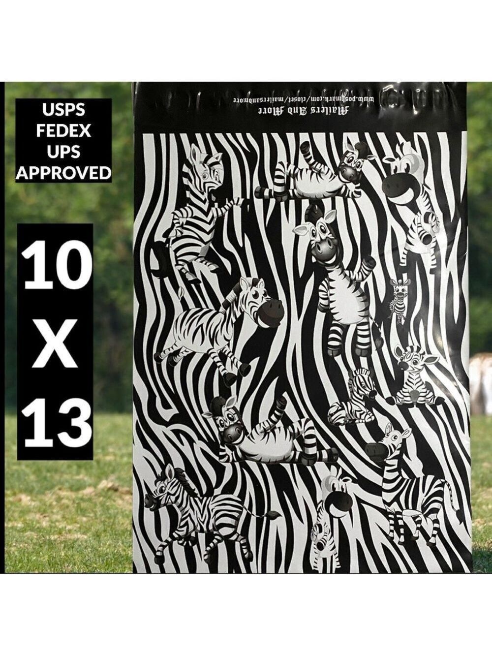 25 10X13 Poly Mailers, Zebra Shipping Envelopes PRICE IS FIRM - Picture 9 of 10